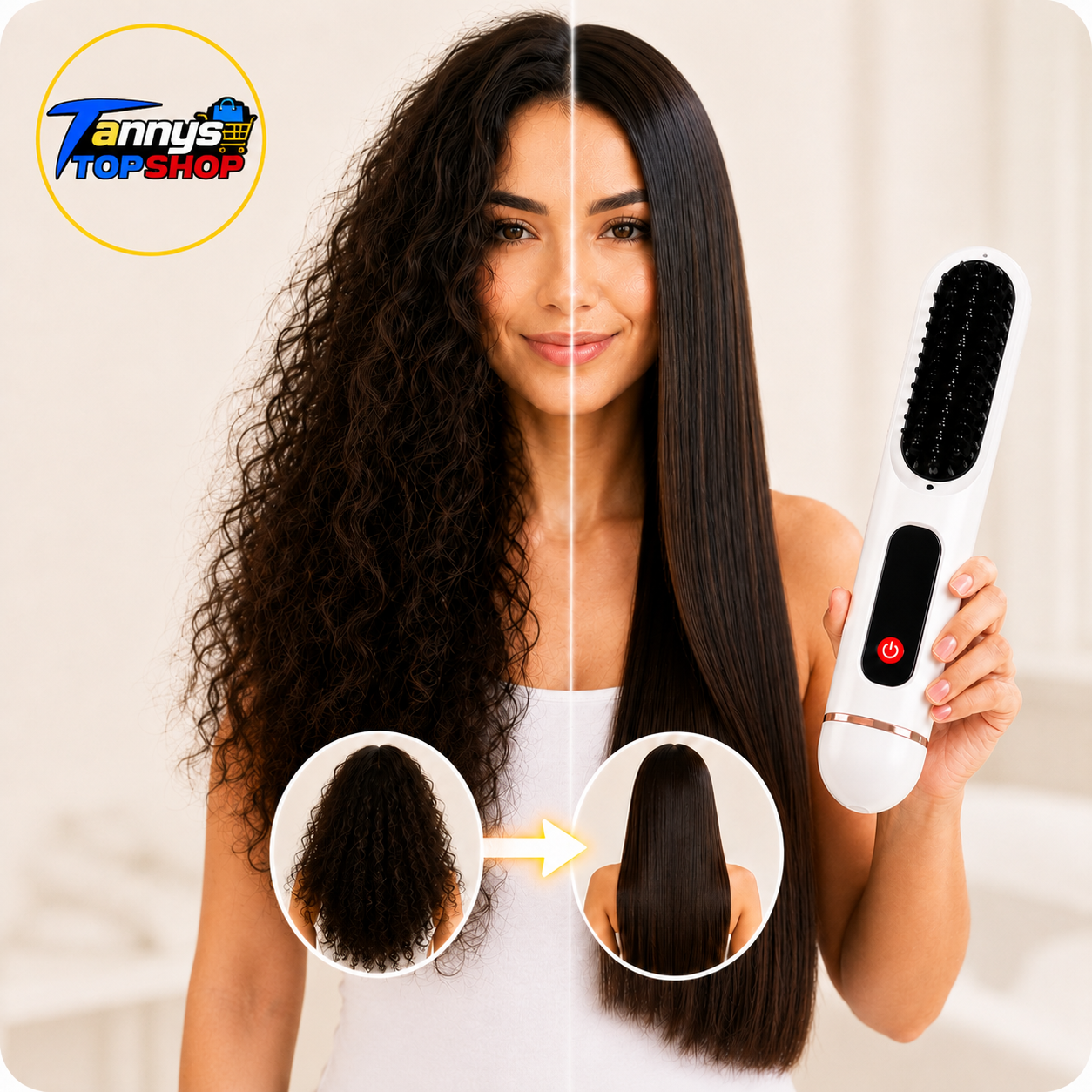 Cepillo alisador de pelo inalámbrico